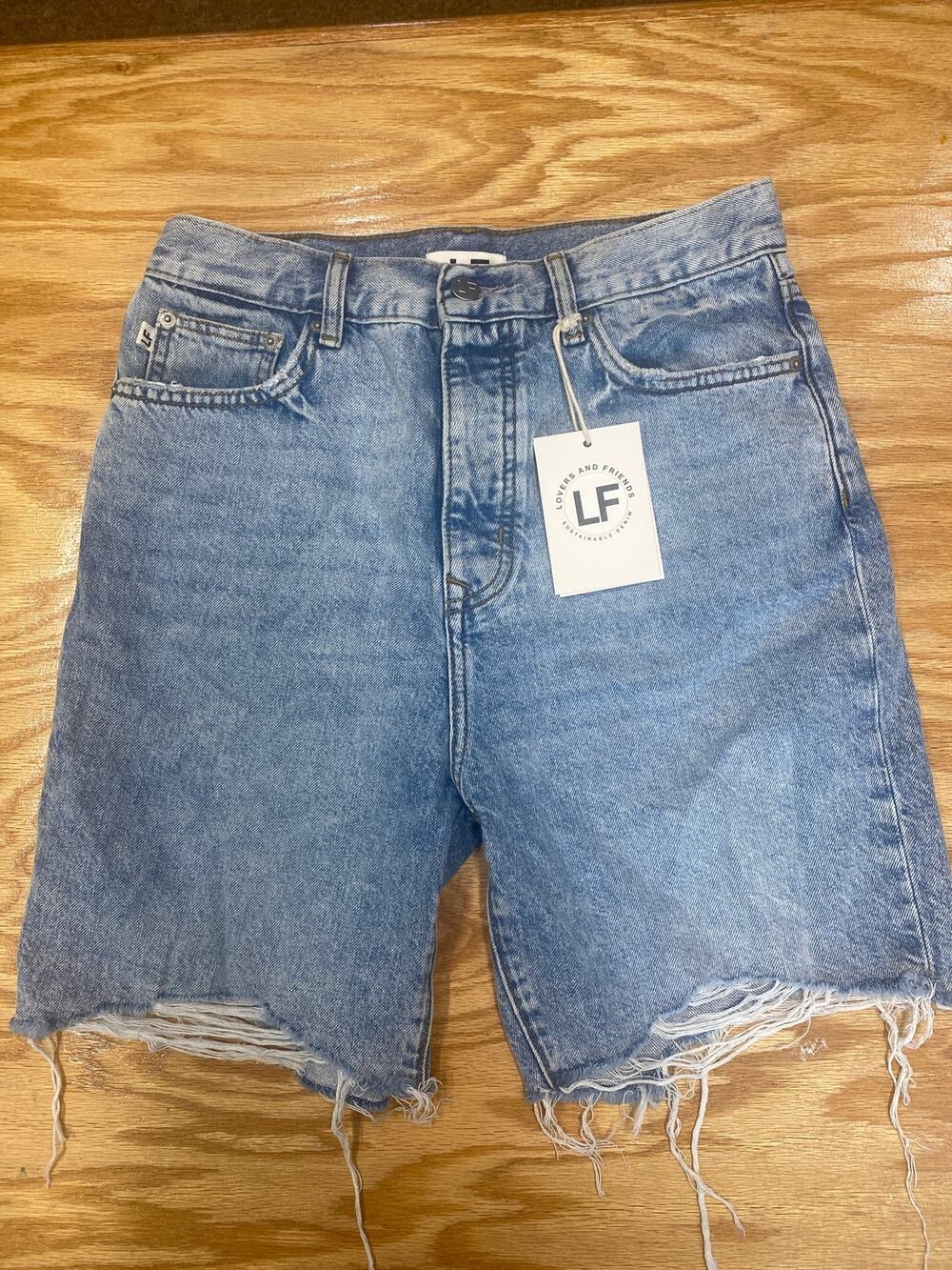 LOVERS & FRIENDS Blue Devon 90's High Rise Cutoff Denim Shorts Size 27 NEW (b4)